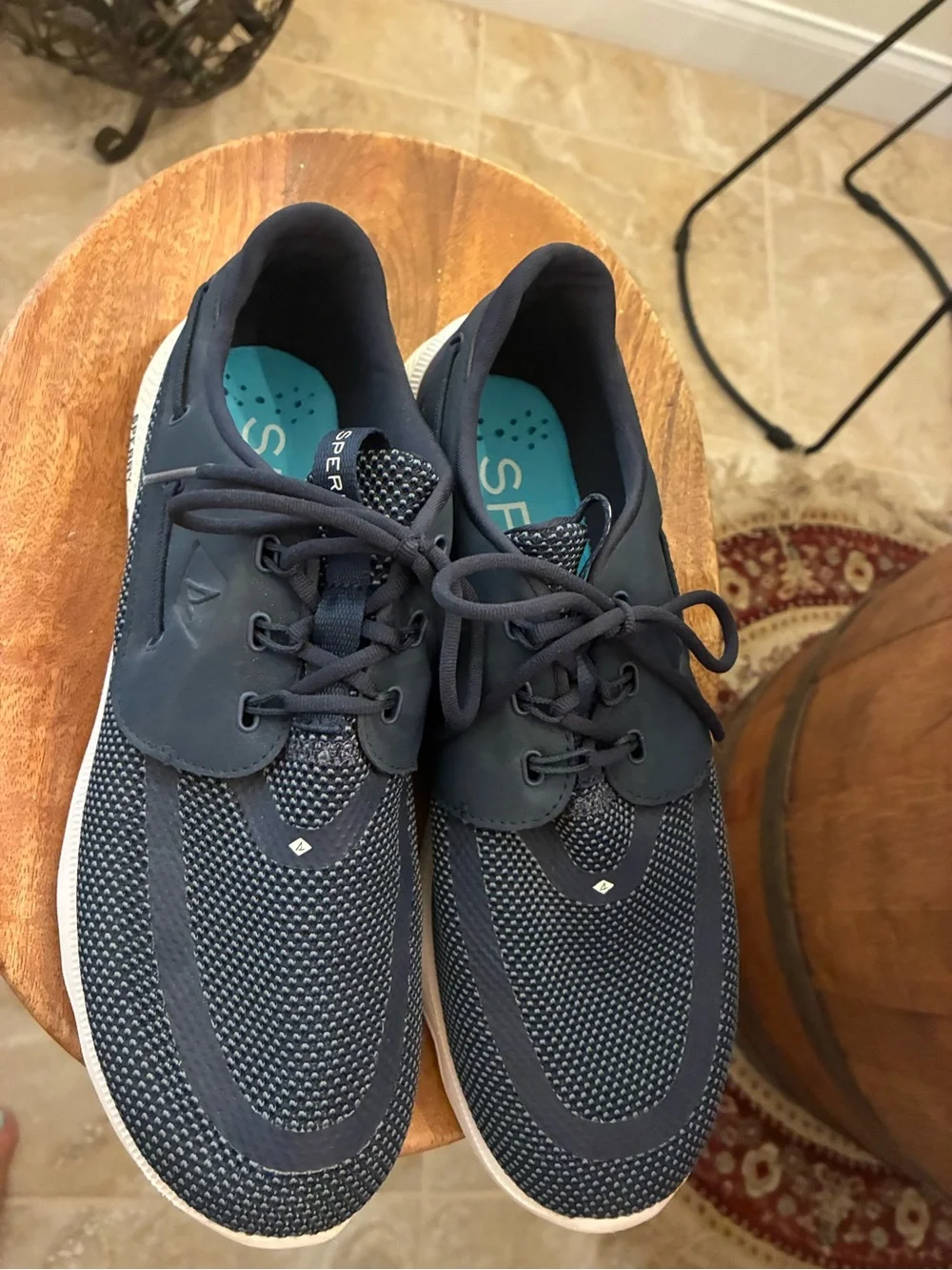 Sperry Men's Navy Knit Lace-Up Boat Shoe